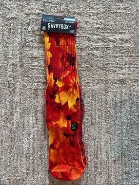 Savvy Fall Leaf Crew Socks - Red, Orange & Yellow